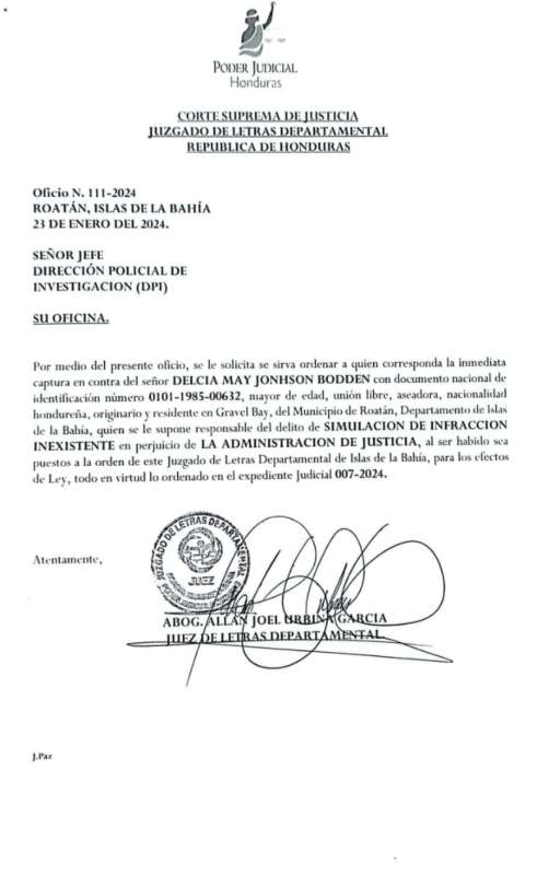 Comunicado del Poder Judicial.