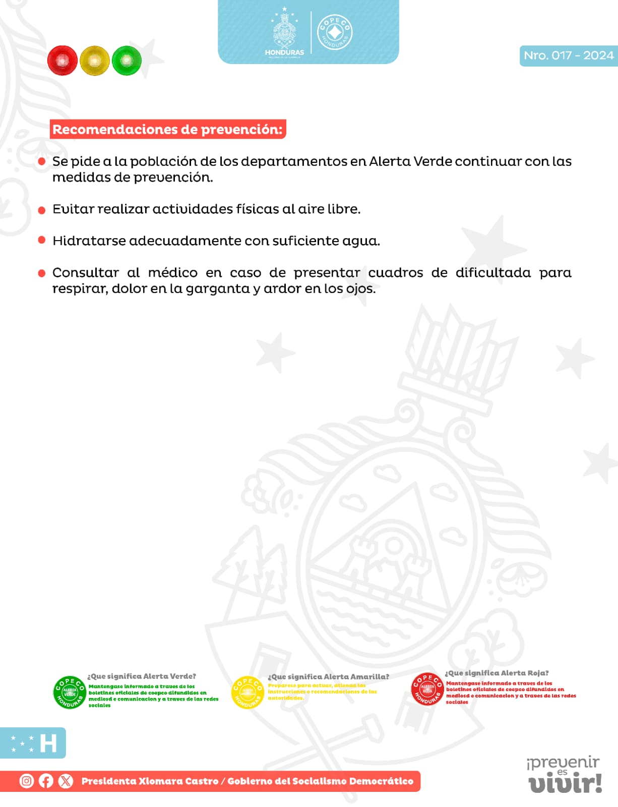 COPECO declara alerta verde en 9 departamentos por contaminación