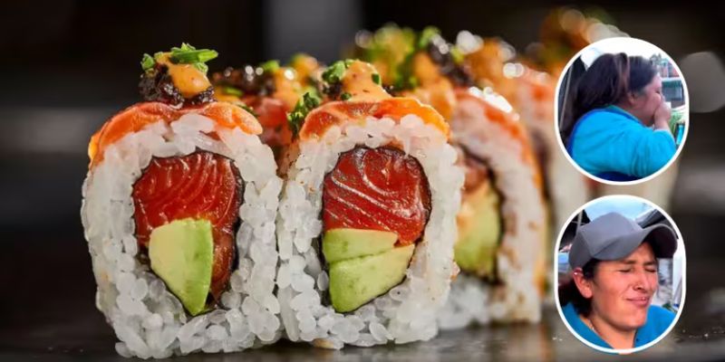 ¡Qué horrible esto! Campesinos casi vomitan al probar el sushi por primera vez