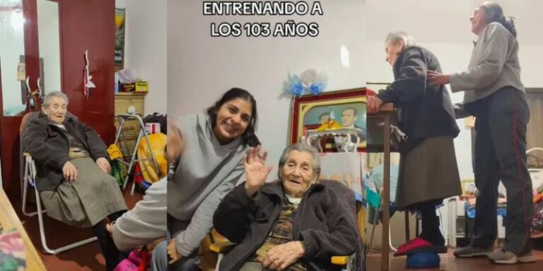 ¡Como una adolescente! Abuelita de 103 años muestra su rutina de ejercicios