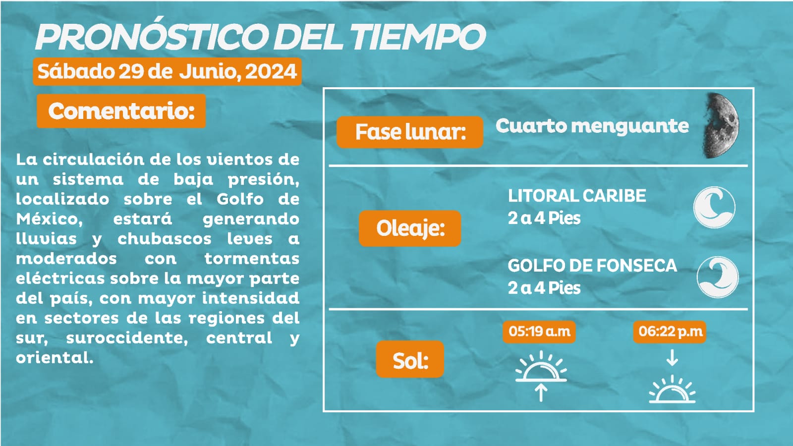 Persiste abundante nubosidad, lluvias y sistemas de baja presión en la mayor el país