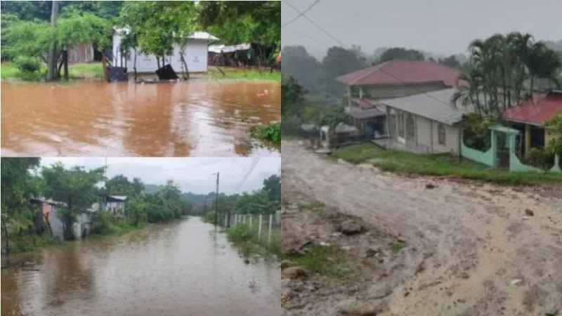 Las corrientes de agua salían por todos lados en las comunidades de Villanueva.